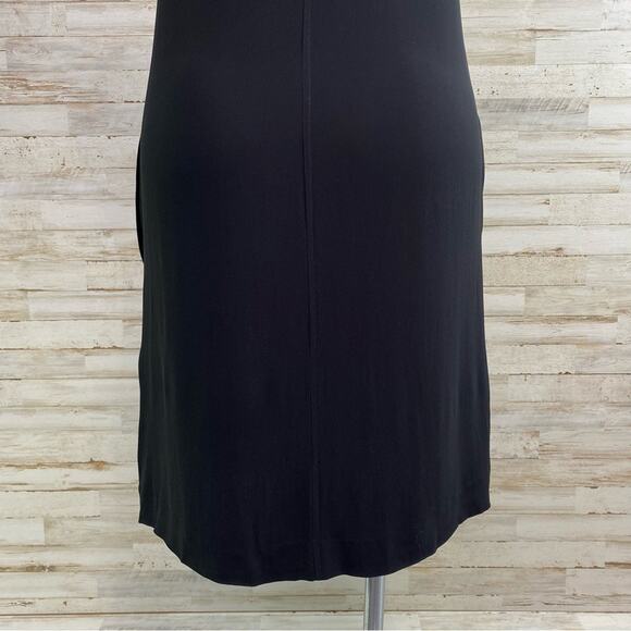 L'Agence Crepe Shift Dress Womens Size 8 Black Pockets V-Neck & Back Side Slits - Picture 13 of 14